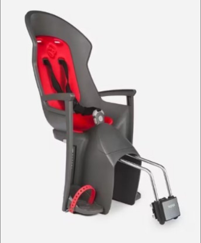 Hamax child bike seat, grey with red padding